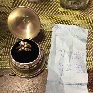 Antique engagement&wedding ring combo with receipt from 1958